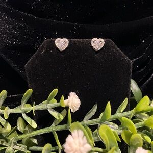 Halo Heart Stud Earrings Moissanite